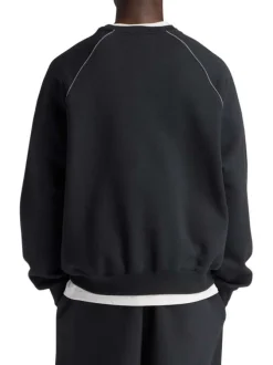 Sweat noir imprimé logo avec une coupe droite et un col rond