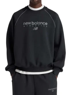 Sweat noir imprimé logo avec une coupe droite et un col rond