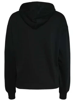 Sweat noir à imprimé léopard avec une coupe droite et un col à capuche
