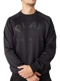 Sweat noir uni avec une coupe droite et un col rond