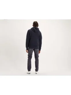 Sweat noir uni à capuche avec logo de la marque