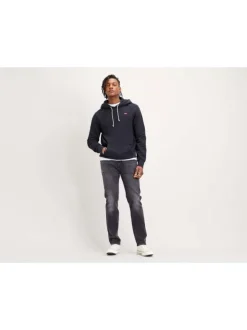 Sweat noir uni à capuche avec logo de la marque