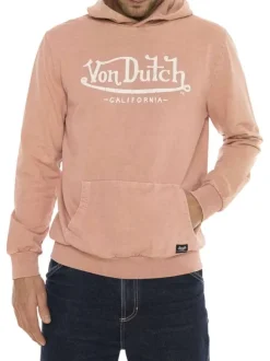 Sweat rose avec un imprimé une coupe droite et un col à capuche