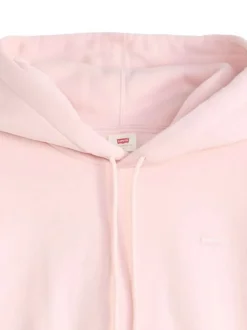 Sweat rose uni à coupe droite avec un col à capuche et cordons de serrage