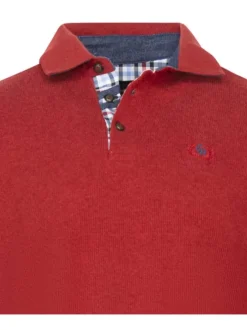 Sweat rouge en maille jersey avec une coupe droite et un col polo
