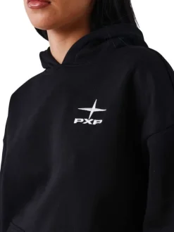 Sweat-shirt noir uni à poche kangourou avec un col à capuche