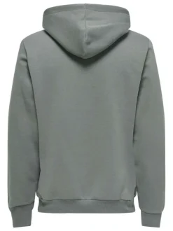 Sweatshirt tilleul uni avec une coupe droite et un col à capuche