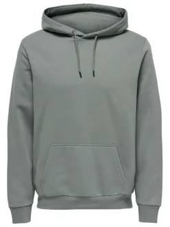 Sweatshirt tilleul uni avec une coupe droite et un col à capuche