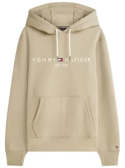 Sweat taupe à coupe ajustée pourvu d'un col à capuche avec cordon de serrage