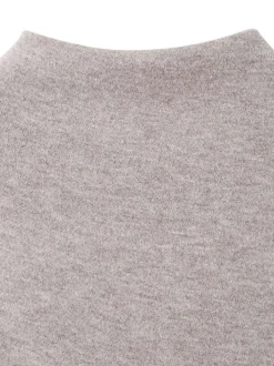 Sweat taupe uni en maille fine avec une coupe ajustée et un col montant