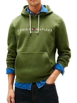 Sweat vert à coupe ajustée pourvu d'un col à capuche avec cordons de serrage