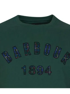 Sweat vert en coton fantaisie avec un col rond et une forme semi arrondie à la poitrine