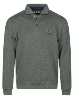 Sweat vert moucheté avec un col polo et des manches longues