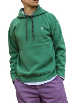 Sweat vert uni avec une coupe droite et des manches longues