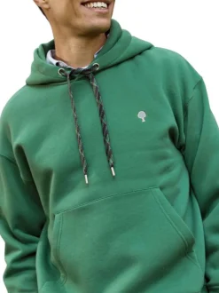 Sweat vert uni avec une coupe droite et des manches longues