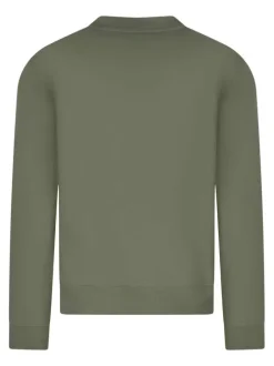 Sweat vert uni avec une coupe droite et nom de la marque à l'avant