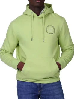 Sweat vert uni avec une coupe droite et une poche kangourou à l'avant