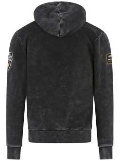 Sweat zippé anthracite délavé avec une coupe droite et un col à capuche