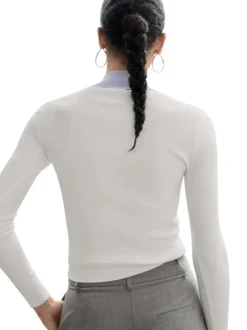 Sweat zippé beige et ciel avec une coupe droite et un col camionneur