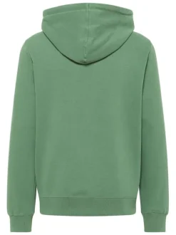 Sweat zippé Brighton en coton vert uni à coupe droite et à capuche avec cordon