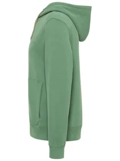 Sweat zippé Brighton en coton vert uni à coupe droite et à capuche avec cordon