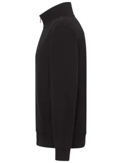 Sweat zippé Dillon en coton noir uni à coupe droite et col montant zippé