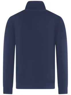 Sweat zippé en coton bleu uni avec une coupe droite et un col montant