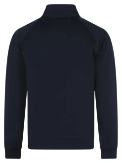 Sweat zippé en coton marine uni avec une coupe droite et un col montant
