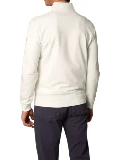Sweat zippé en coton mélangé écru uni avec une coupe droite et un col montant