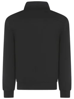 Sweat zippé en coton mélangé noir uni avec une coupe droite et un col montant