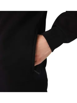 Sweat zippé en coton mélangé noir uni coupe droite avec un col montant
