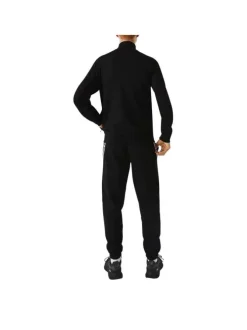 Sweat zippé en coton mélangé noir uni coupe droite avec un col montant
