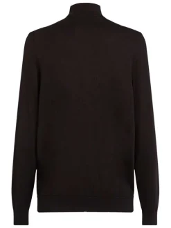 Sweat zippé en coton noir uni avec une coupe ajustée et un col montant