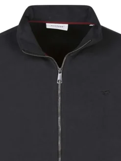 Sweat zippé en coton noir uni avec une coupe droite et une fermeture zippée