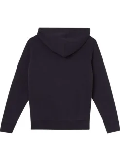 Sweat zippé en coton noir uni à coupe droite avec logo rouge et col à capuche