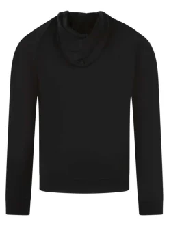 Sweat zippé en coton noir uni pourvu d'une coupe droite et d'une capuche