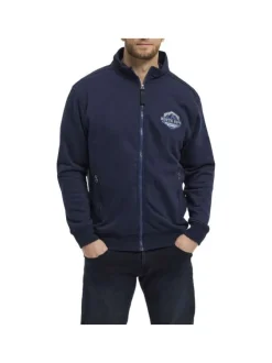 Sweat zippé Grande Taille marine droit à col montant zippé et poches zippées