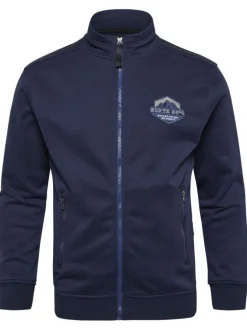 Sweat zippé Grande Taille marine droit à col montant zippé et poches zippées