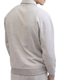 Sweat zippé gris clair uni avec une coupe droite et un col à revers