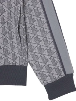 Sweat zippé gris à coupe droite pourvu d'un col montant et de manches longues