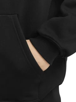 Sweat zippé noir uni avec une coupe droite et un col à capuche