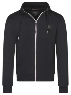 Sweat zippé noir uni avec une coupe droite et un col montant