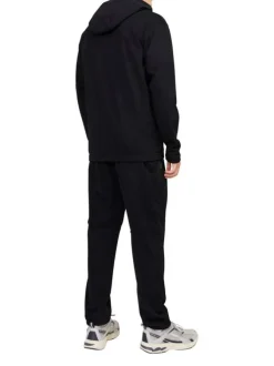 Sweat zippé noir uni coupe droite avec un col à capuche et flocage