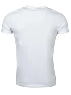 Tee-shirt en coton blanc uni avec nom de la marque inscrit en relief