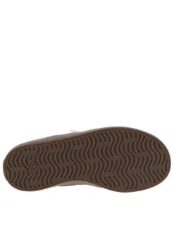 Tennis blanches en cuir à semelle marron foncé avec logos noirs et velcro
