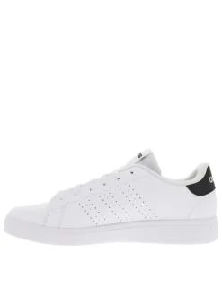 Tennis blanches et noires à semelle plate avec 3 bandes perforées et lacets