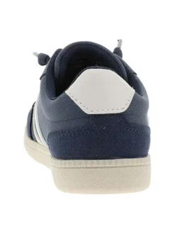 Tennis bleu marine à talon plat avec un patch de la marque à la languette