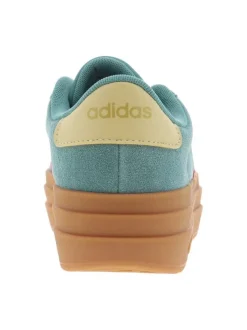 Tennis en cuir bleu canard avec semelle à talon plateau et lacets plats