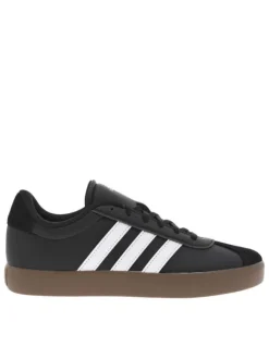 Tennis en cuir noires avec un talon plat et fermeture à lacets