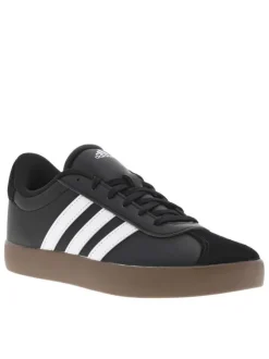 Tennis en cuir noires avec un talon plat et fermeture à lacets